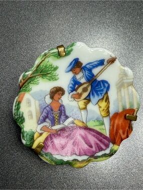 ⬇️⬇️ Antique Limoges Brooch the Serenade #112PO